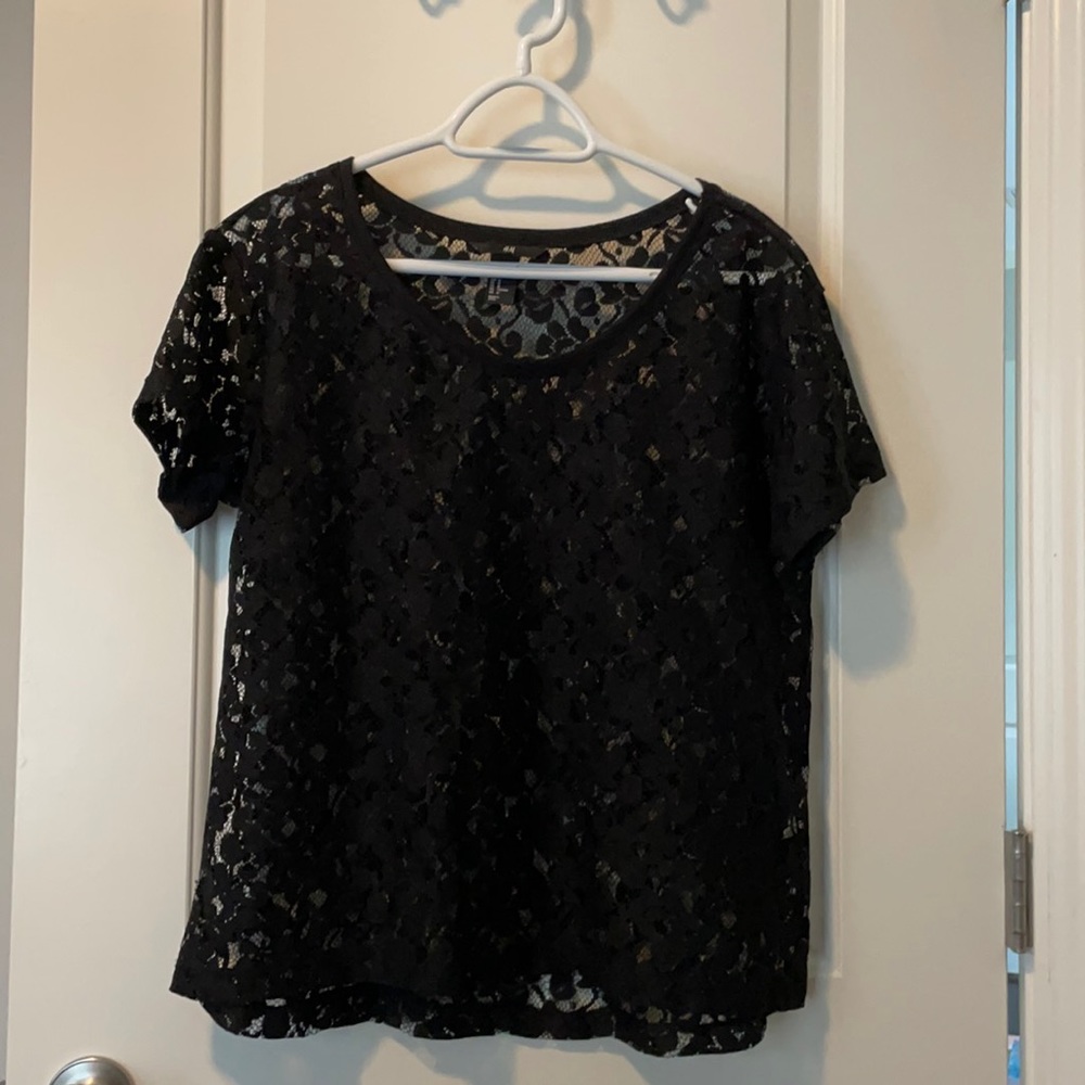See through black lacy top!